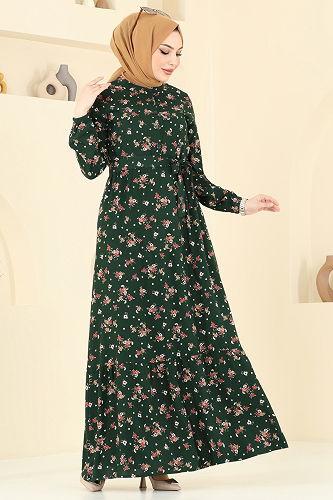 moda selvim الفستان اخضر عفني 4065ZNN863 - Thumbnail