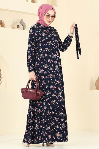 moda selvim Dress 4065ZNN863 Navy Blue - Thumbnail