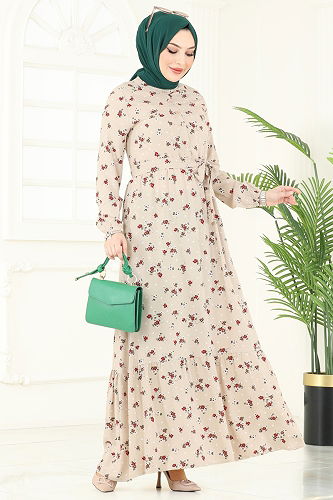 moda selvim الفستان بيج 4065ZNN863 - Thumbnail