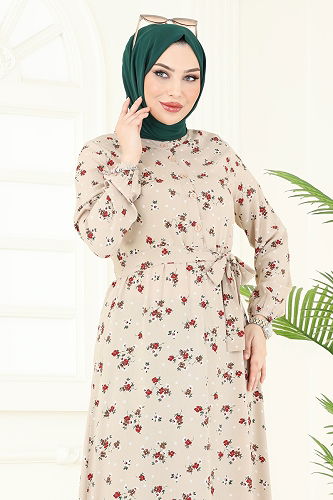 moda selvim الفستان بيج 4065ZNN863 - Thumbnail