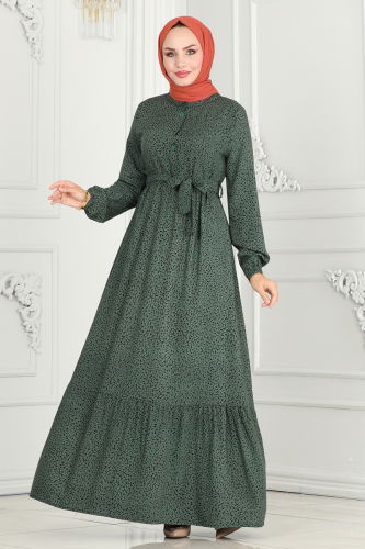 moda selvim Dress 4068ZNN863 Almond Green - Thumbnail