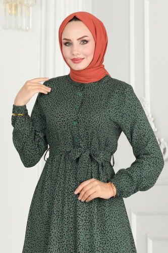 moda selvim Dress 4068ZNN863 Almond Green - Thumbnail