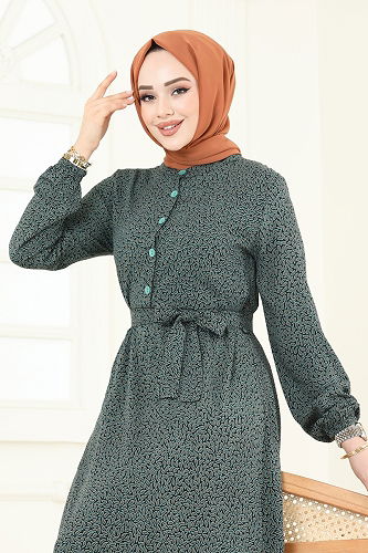 moda selvim Dress 4068ZNN863 Almond Green - Thumbnail