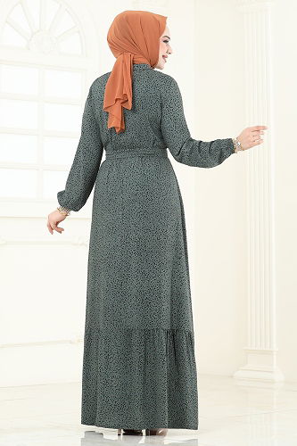 moda selvim الفستان أخضر عشبي 4068ZNN863 - Thumbnail