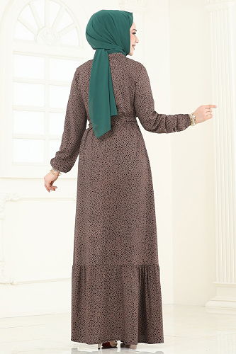 moda selvim الفستان بيج غامق 4068ZNN863 - Thumbnail