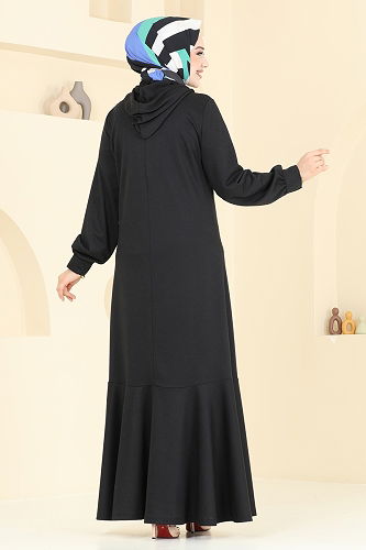 moda selvim الفستان أسود 4069PM271 - Thumbnail