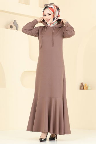 moda selvim الفستان بني 4069PM271 - Thumbnail