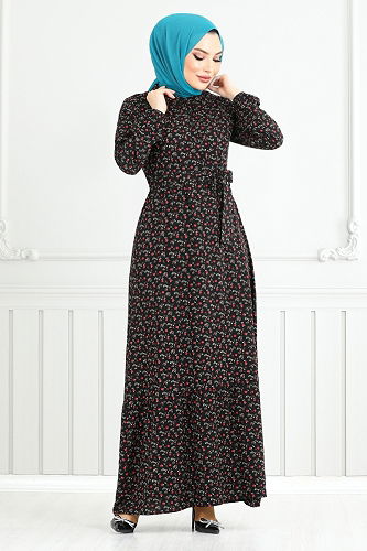 moda selvim Dress 4069ZNN894-M Black - Thumbnail