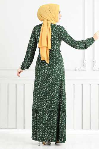 moda selvim Dress 4069ZNN894-M Emerald - Thumbnail