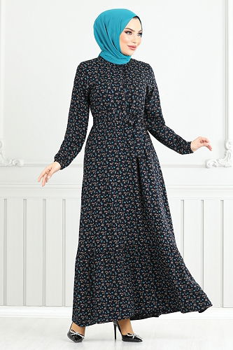 moda selvim Dress 4069ZNN894-M Navy Blue - Thumbnail