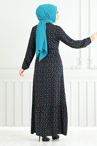 moda selvim Dress 4069ZNN894-M Navy Blue - Thumbnail