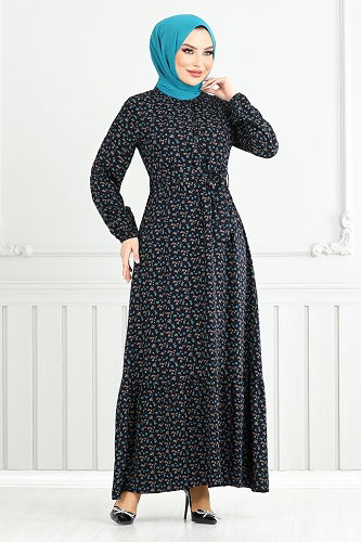 moda selvim الفستان كحلي 4069ZNN894-M - Thumbnail