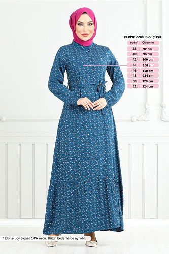 moda selvim الفستان بترولي 4069ZNN894-M - Thumbnail