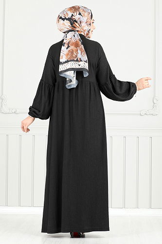 moda selvim الفستان أسود 406DVL897-M - Thumbnail