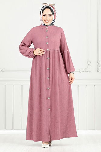 moda selvim الفستان وردي غامق 406DVL897-M - Thumbnail