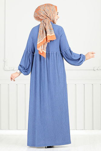 moda selvim Dress 406DVL897-M Indigo - Thumbnail