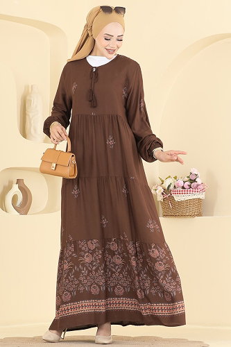 moda selvim Dress 4073ZNNK1102 Brown - Thumbnail