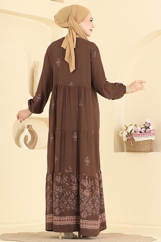 moda selvim Dress 4073ZNNK1102 Brown - Thumbnail