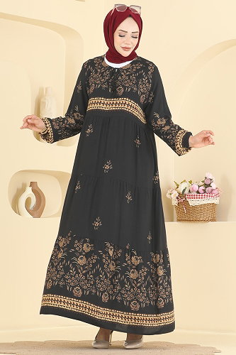 moda selvim الفستان أسود 4074ZNNK1102 - Thumbnail