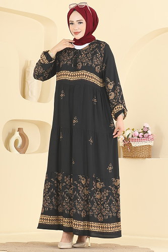 moda selvim الفستان أسود 4074ZNNK1102 - Thumbnail