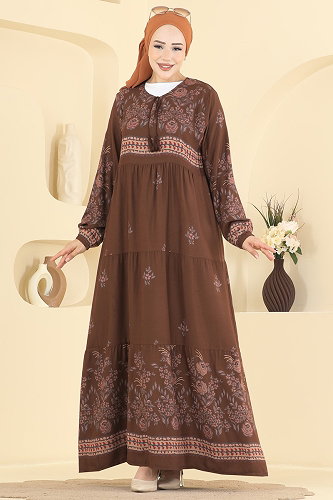 moda selvim Dress 4074ZNNK1102 Brown - Thumbnail