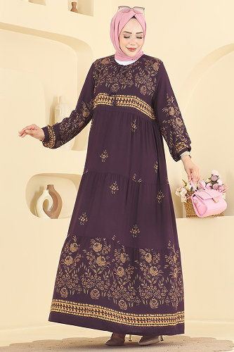 moda selvim Dress 4074ZNNK1102 Damson - Thumbnail
