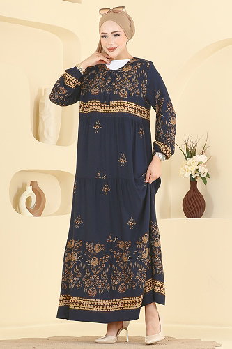 moda selvim Dress 4074ZNNK1102 Navy Blue - Thumbnail