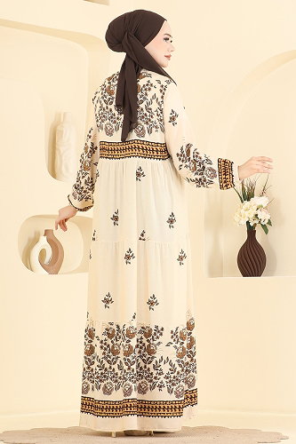 moda selvim Dress 4074ZNNK1102 Stone - Thumbnail