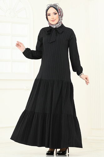 moda selvim Dress 4076PM271 Black - Thumbnail