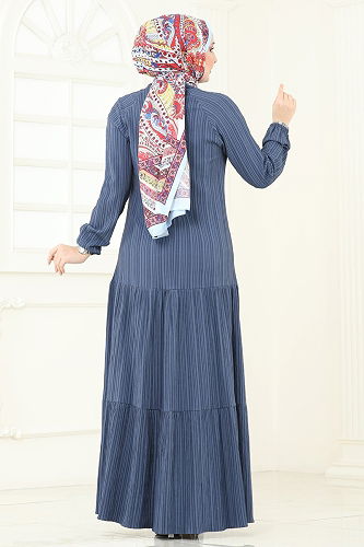 moda selvim Dress 4076PM271 Indigo - Thumbnail