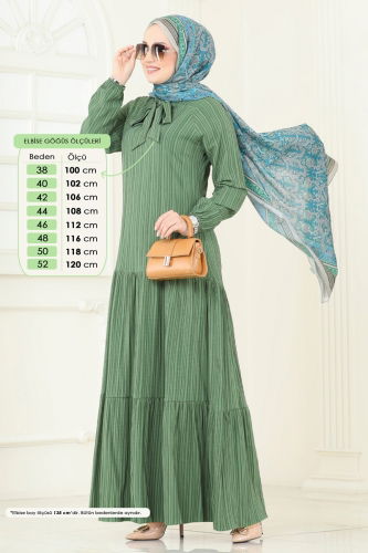 moda selvim Dress 4076PM271 Khaki - Thumbnail