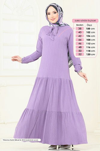 moda selvim الفستان ليلكي 4076PM271 - Thumbnail