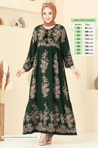 moda selvim Dress 4081ZNN863 Emerald - Thumbnail