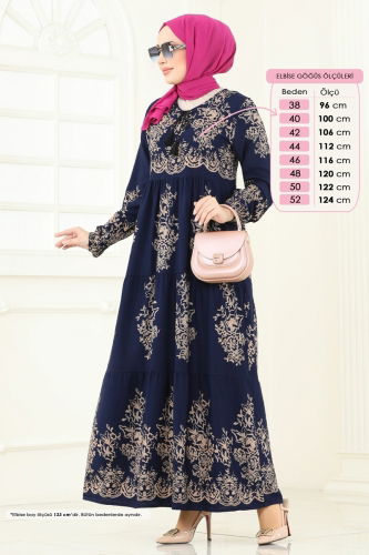 moda selvim الفستان كحلي فاتح 4081ZNN863 - Thumbnail