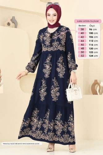 moda selvim Dress 4081ZNN863 Navy Blue - Thumbnail
