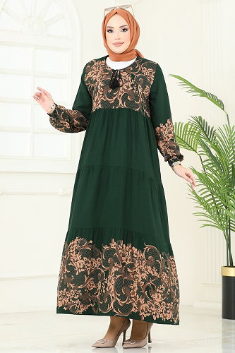 moda selvim Dress 4082ZNN863 Emerald - Thumbnail