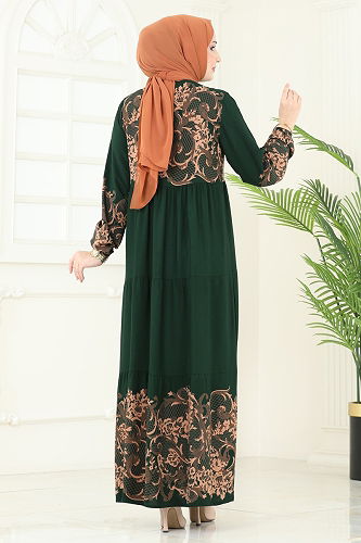 moda selvim الفستان زيتي 4082ZNN863 - Thumbnail