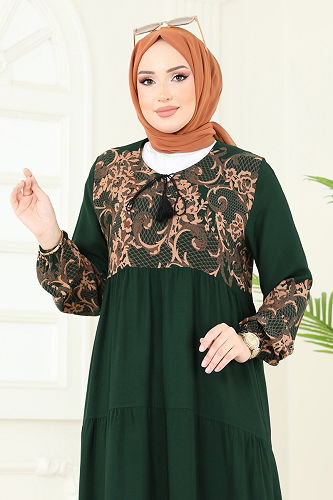 moda selvim الفستان زيتي 4082ZNN863 - Thumbnail