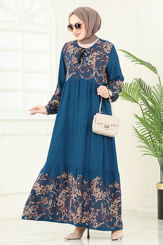 moda selvim الفستان بترولي 4082ZNN863 - Thumbnail