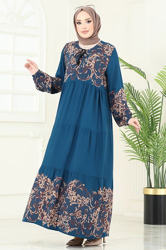 moda selvim الفستان بترولي 4082ZNN863 - Thumbnail