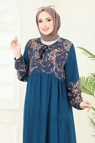 moda selvim الفستان بترولي 4082ZNN863 - Thumbnail