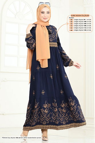 moda selvim Dress 4083ZNN863 Navy Blue - Thumbnail