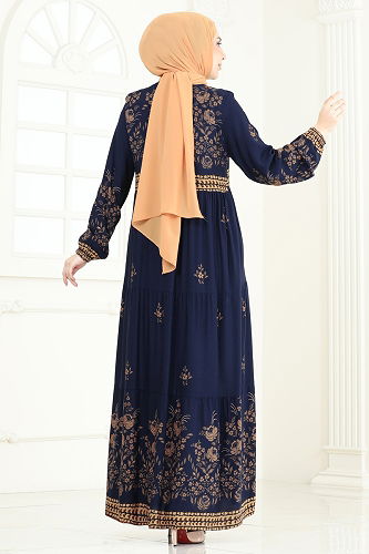 moda selvim Dress 4083ZNN863 Navy Blue - Thumbnail