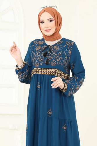 moda selvim الفستان بترولي 4083ZNN863 - Thumbnail