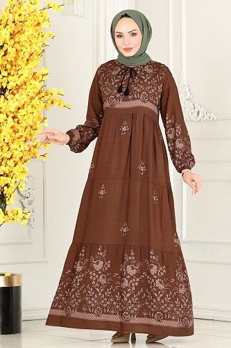 moda selvim الفستان عسلي 4083ZNN863 - Thumbnail