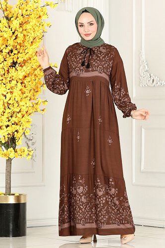 moda selvim الفستان عسلي 4083ZNN863 - Thumbnail