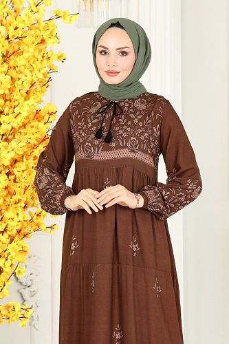 moda selvim الفستان عسلي 4083ZNN863 - Thumbnail