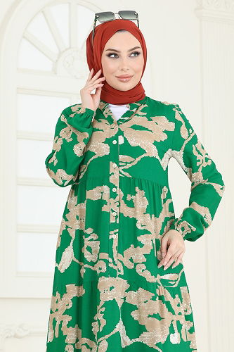 moda selvim Dress 4084ZNN863 Benetton Green - Thumbnail