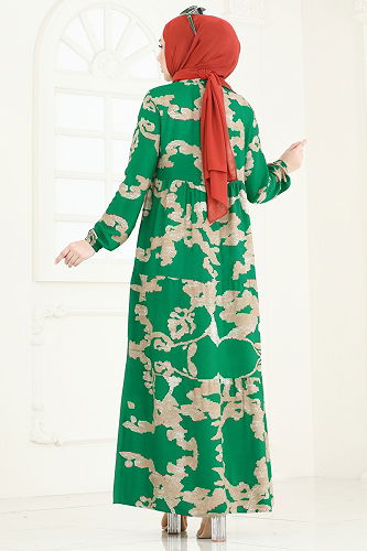 moda selvim Dress 4084ZNN863 Benetton Green - Thumbnail