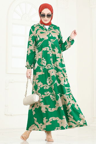 moda selvim Dress 4084ZNN863 Benetton Green - Thumbnail